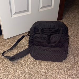 Black tote bag organization